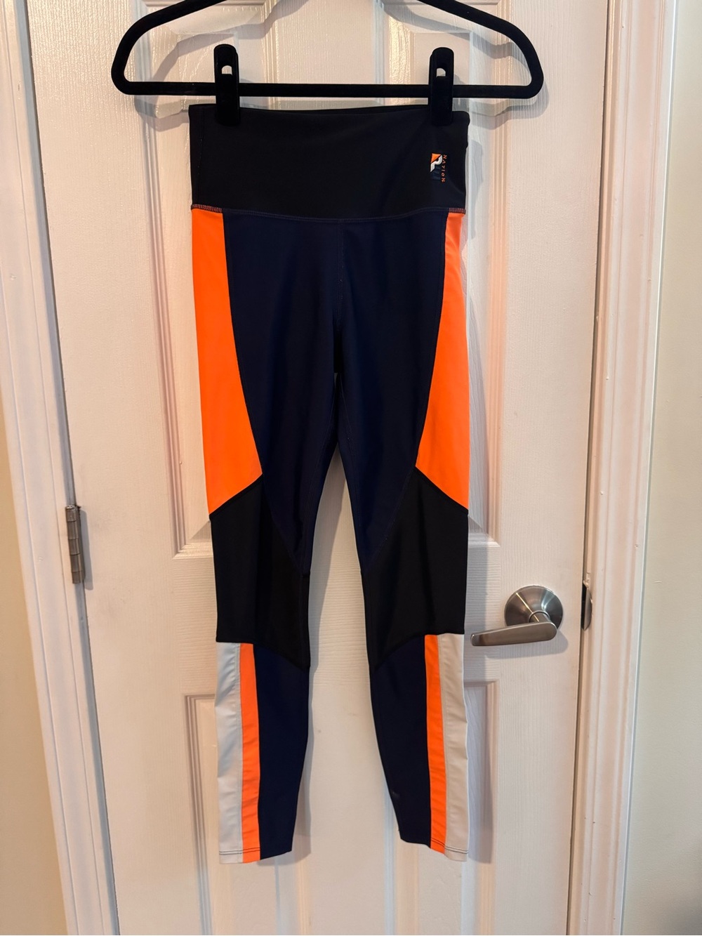 PE NATION Rebuild Leggings Navy Blue Orange Colorblock Size XS - Picture 2 of 5